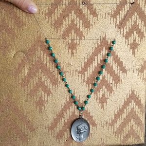 Pewter rosary vintage necklace